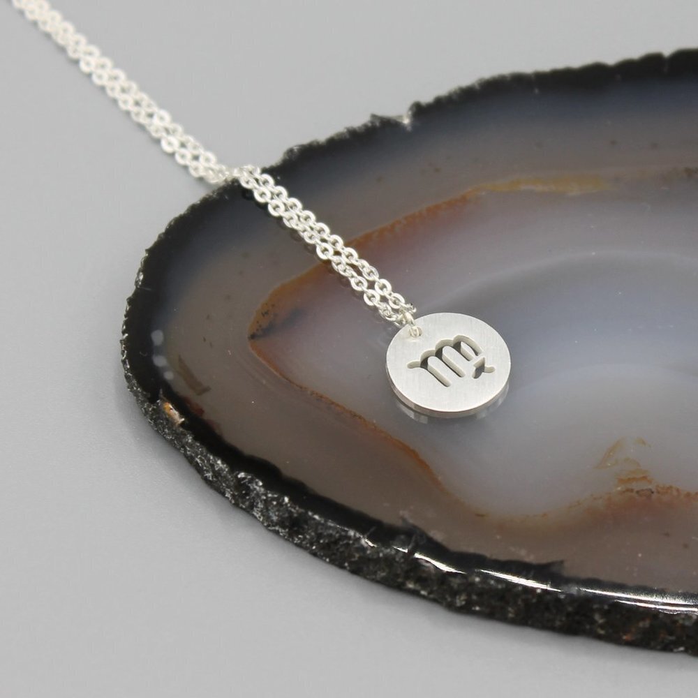 Jewelry necklace Virgo zodiac horoscope celestial silver dainty round new
